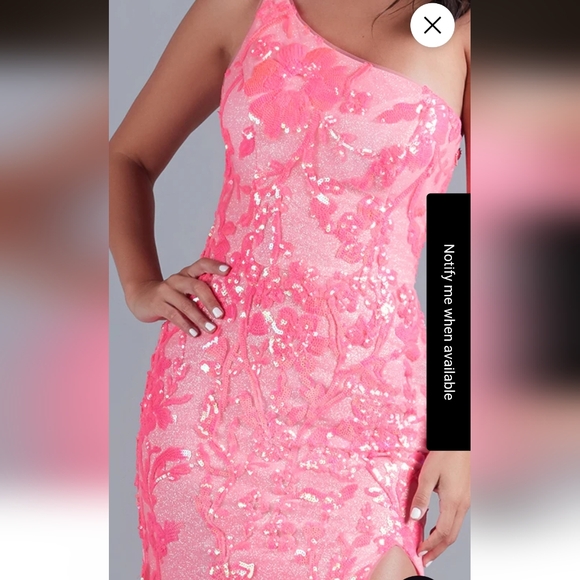 PromGirl One-Shoulder Neon Sequin Long Prom Dress Size 2 - Picture 3 of 15